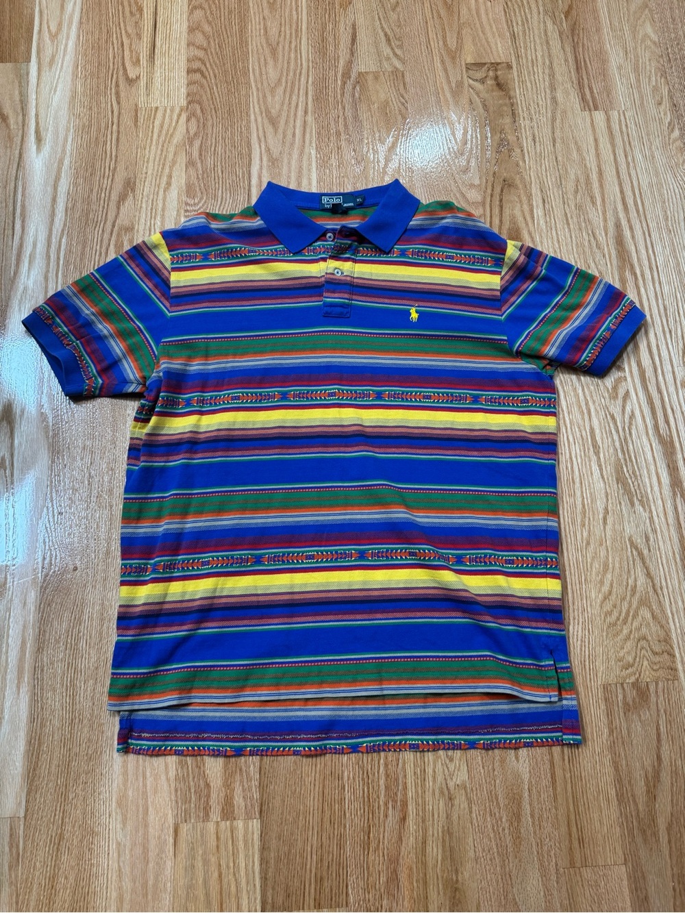 Vintage Polo Ralph Lauren Aztec Polo Colorful Shirt Mens Size XL